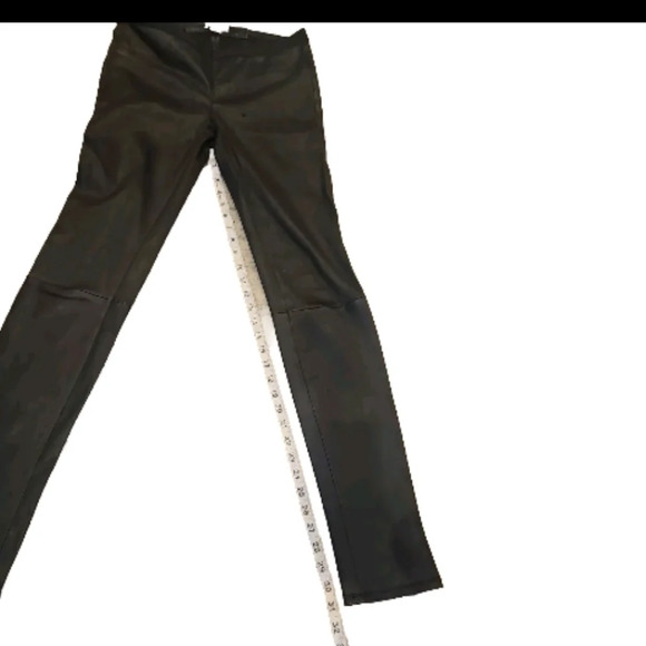 Helmut Lang Black Leggings High-Waisted Form-Fitting Leather-Like Pants - Picture 14 of 16